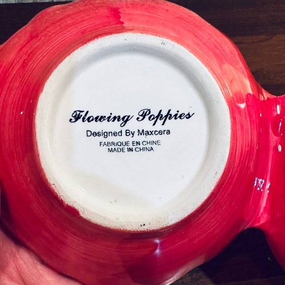 🌟HP🌟Flowing Poppies Red Poppy Flowers 3 Section Relish Snack Serving Dish - Picture 8 of 9